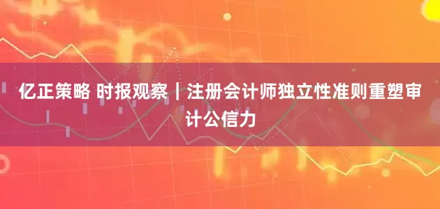 亿正策略 时报观察｜注册会计师独立性准则重塑审计公信力